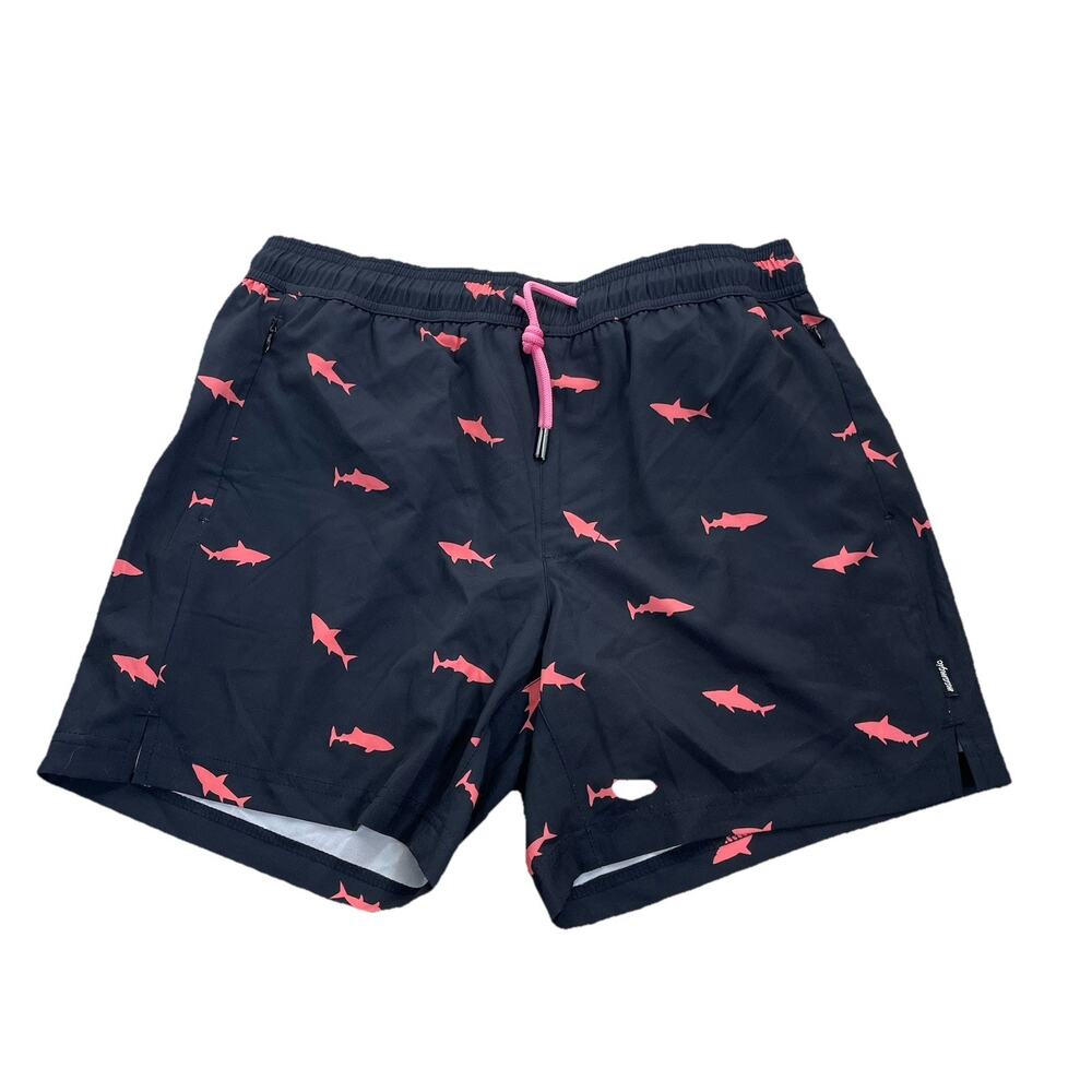 NEW Maamgic Swim Shorts Medium Men Sharks Print Beach Swimming 5" Inseam 58-9